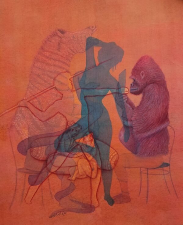 Untitled I from 'Within Reach' — Gouache on paper. Contemporary miniature art at ArtScene Gallery.