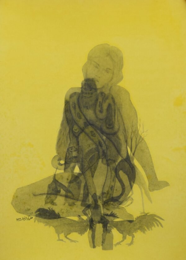Untitled II from 'Within Reach' — Gouache on paper. Contemporary miniature art at ArtScene Gallery.