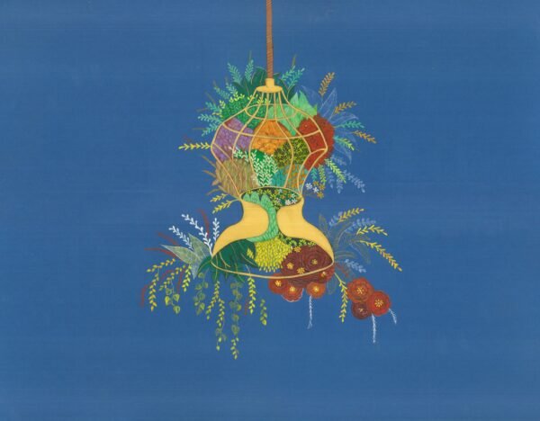 Womanhood from 'Within Reach' — Gouache on acid-free handmade wasli with metallic gold pigment. Contemporary miniature art at ArtScene Gallery.