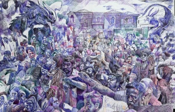 Maddening Measures by Ghazi Sikander – Ink on paper, 76 × 102 cm
