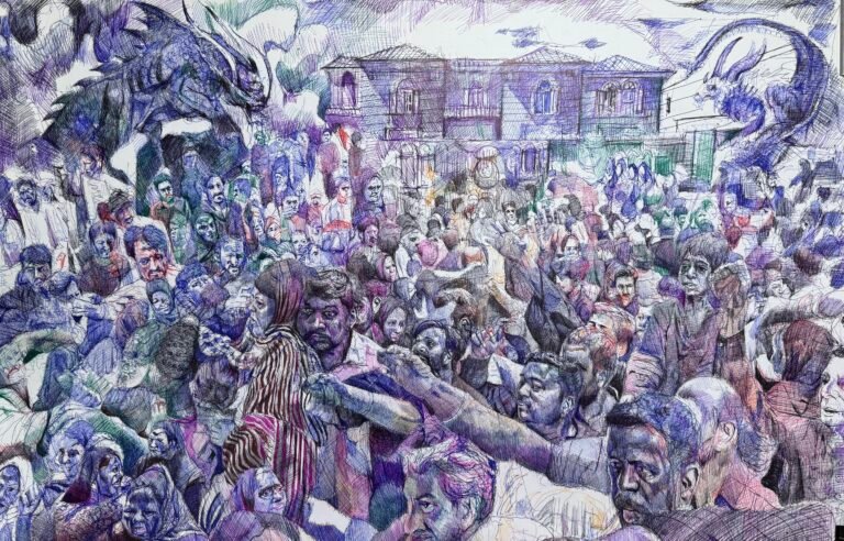 Maddening Measures by Ghazi Sikander – Ink on paper, 76 × 102 cm