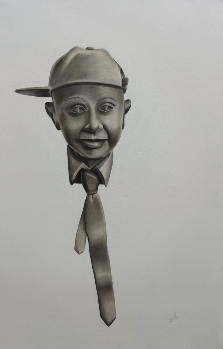 Adeel II by Jawad Hassan – Graphite & acrylic on canvas, 61 × 91 cm