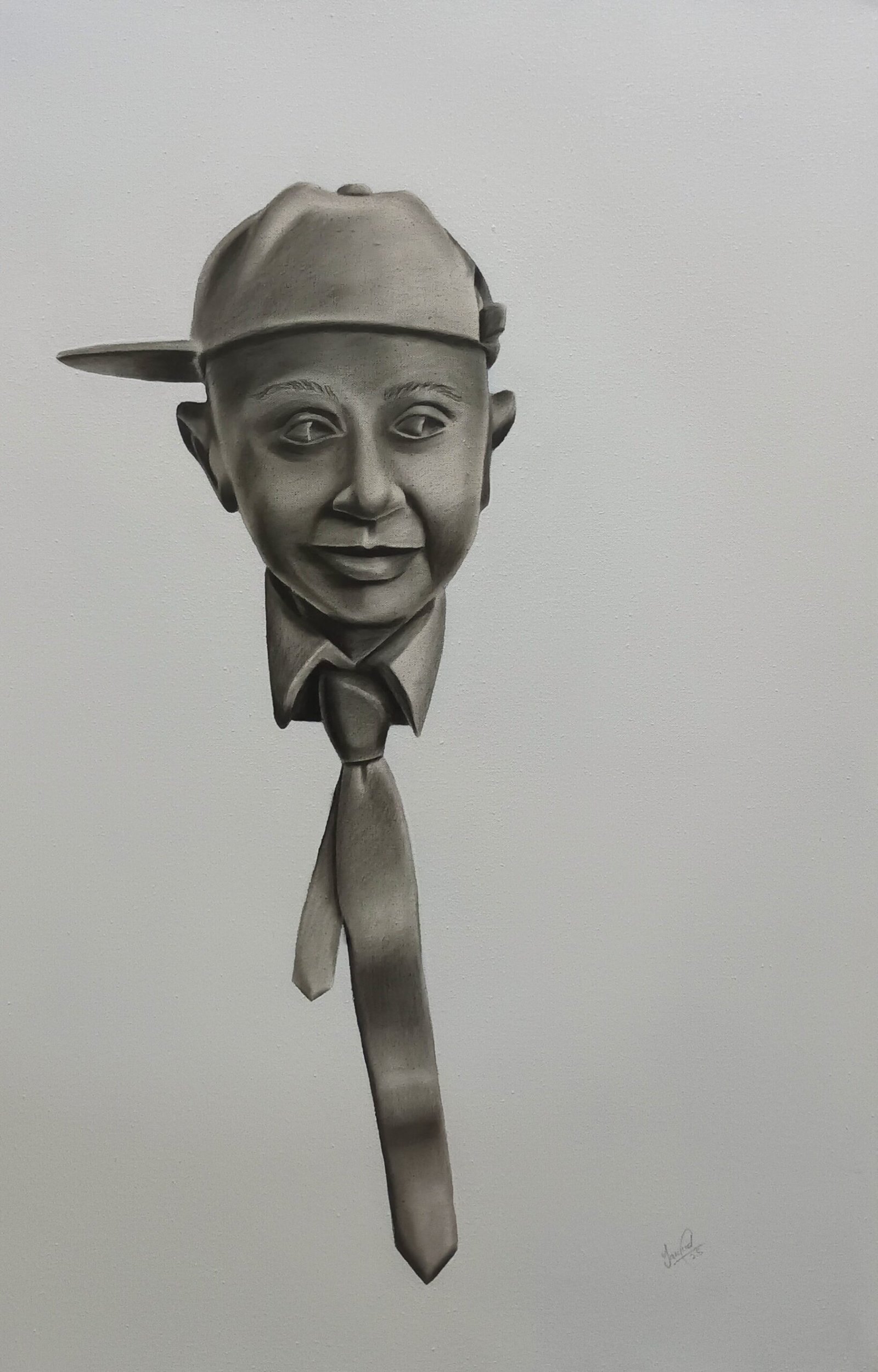 Adeel II by Jawad Hassan – Graphite & acrylic on canvas, 61 × 91 cm