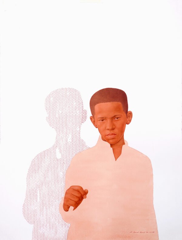 Mirror Silhouette 13 by Jawad Ahmed Jan – Gouache & archival pen on paper, 71 × 56 cm