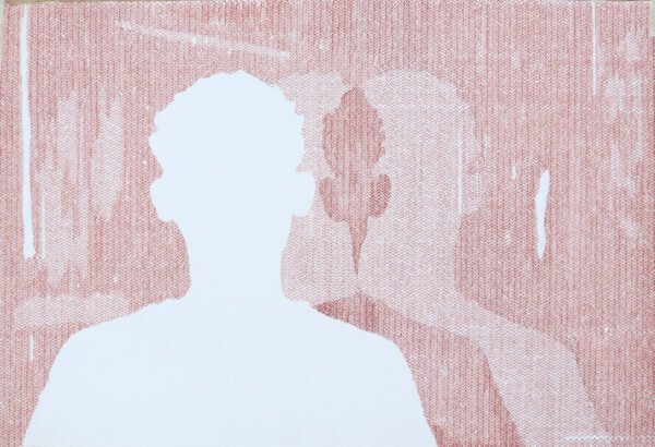 Mirror Silhouette 15 by Jawad Ahmed Jan – Gouache & archival pen on paper, 38 × 56 cm